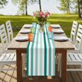 thumbnail image 4 of Green Stripe 120 Inch Table Runner, Gradient Geometric White Vertical Striped Farmhouse Dresser Scarf Cotton & Linen Tablerunner for Dining/Kitchen Island/Holiday Party Décor 13" x 120", 4 of 9