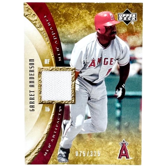 Collectible 2005 Upper Deck Artifacts Garret Anderson #MLB-GA MLB Apparel Jersey Insert Memorabilia Los Angeles Angels MLB Baseball Trading Card