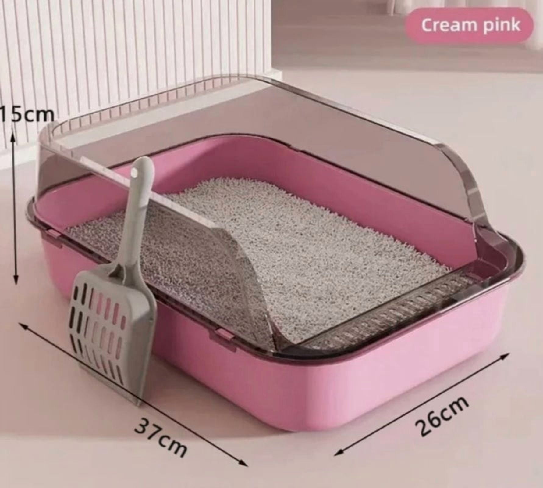 Portable Kitty Sandbox Litter Box Semi with Enclosed Splashproof Tray Toilet - Typpkmm