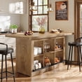 thumbnail image 3 of Tribesigns Kitchen Island with Storage, Counter Height Kitchen Island Table with 6 Open Cubbies for Dining Room, Brown, 3 of 7