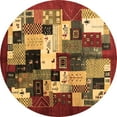 thumbnail image 1 of Ahgly Company Indoor Round Abstract Brown Contemporary Area Rugs, 3' Round, 1 of 4