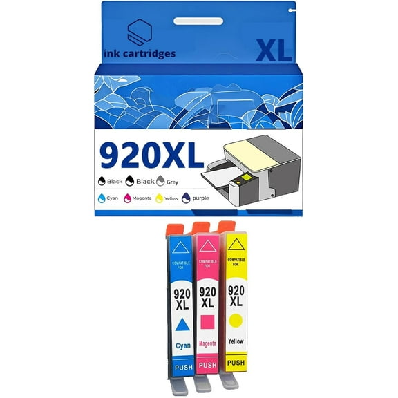 920XL 920 XL Ink Cartridges Compatible for HP 6500A 6000 6500 7000 7500 7500A Inkjet Printers, Leak-Proof Design Crisp Printing