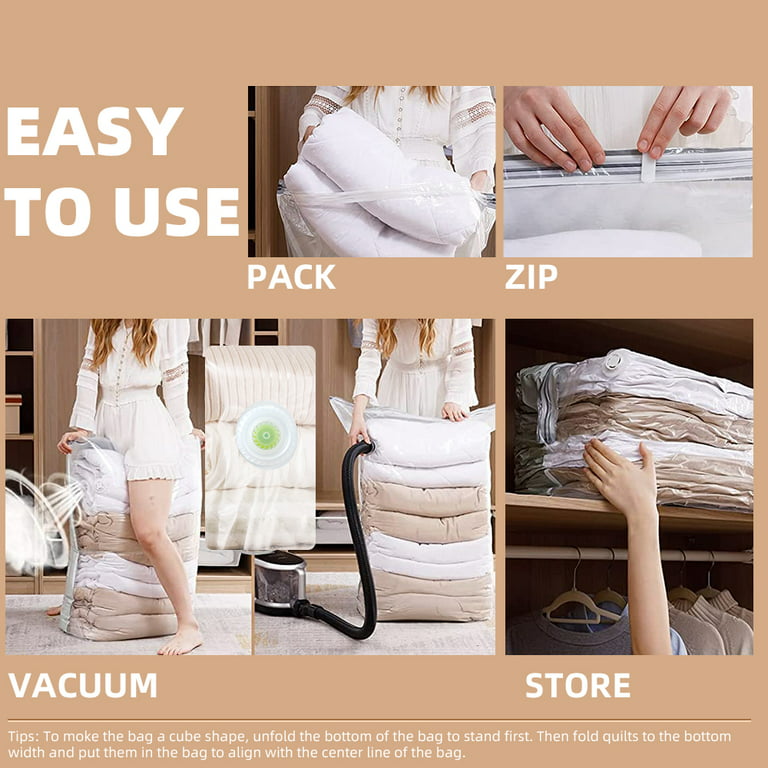 SUOCO Space Saver Bags (6 Jumbo) Vacuum Storage Sealer Bags for Blankets Clothes Pillows Comforters with Hand Pump - 6 Jumbo