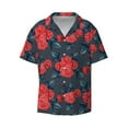 thumbnail image 3 of Goofa Rose Flowers Printed Men's Casual Short-sleeved Shirt,Lightweight Breathable Button-down,Summer Casual men's top,Versatile Fashion shirt-Small, 3 of 7
