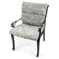thumbnail image 6 of Jordan Manufacturing 44" x 22" Fitch Gray Stripe and Adair Gray Jacobean Reversible Rectangular Outdoor Chair Cushion with Ties and Hanger Loop, 6 of 12