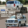 thumbnail image 3 of Spec-D Tuning LED Dual Halo Projector Headlights Smoke Lens Compatible with 2002-2006 Cadillac Escalade All, Left + Right Pair Headlamps Assembly, 3 of 7