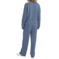 thumbnail image 4 of Laqbezok Women's 2-Piece Lounge Set, Casual V-Neck Long Sleeve Sweatshirt and Drawstring Pants Outfit, Relaxed Fit Solid Color Sweatsuit with Pockets, 4 of 7