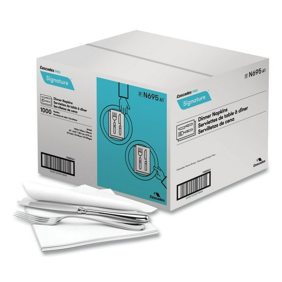 Cascades PRO N695 15 in. x 16.5 in. 1-Ply Signature Airlaid Dinner Napkins/Guest Hand Towels (1000/Carton)