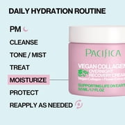 Pacifica Vegan Collagen Overnight Recovery Cream - Nighttime Face Cream for Anti-Aging & Wrinkles, Improves Dry Skin & Redness, Dermatologist Tested, Vegan and Cruelty-Free, 1.7 fl oz