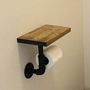 Pipe Toilet Paper Holder with Shelf - Copper