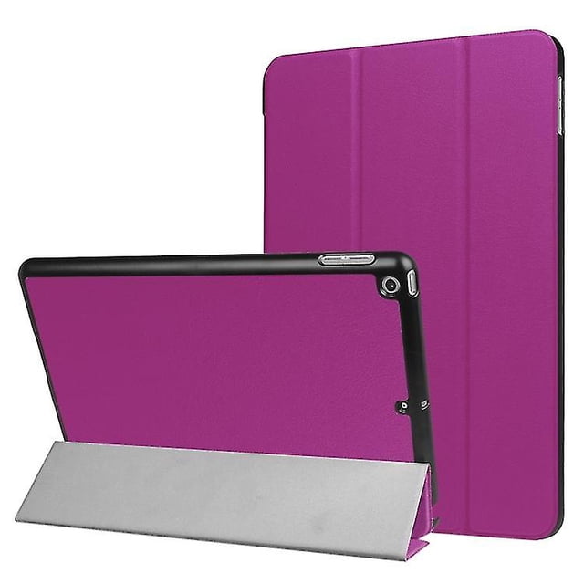 Funda de cuero con tapa horizontal y textura Custer para iPad 9.7 (2018) y iPad 9.7 (2017), con tres pliegues y función de suspensión/activación (negra)
