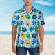 thumbnail image 2 of Fotbe Cartoon Monster Camisa Hawaiana para Hombre Unisex – Camisa Casual de Verano con Botones de Manga Corta de Algodón y Lino,Medium, 2 of 7