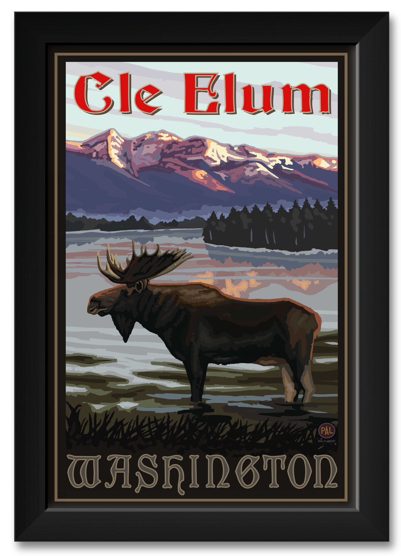 Cle Elum Washington Moose In Lake Framed Art Print by Paul A. Lanquist