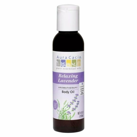 Aura Cacia Aromatherapy Moisture Body Oil, Relaxing Lavender, 4 oz, 3-Pack