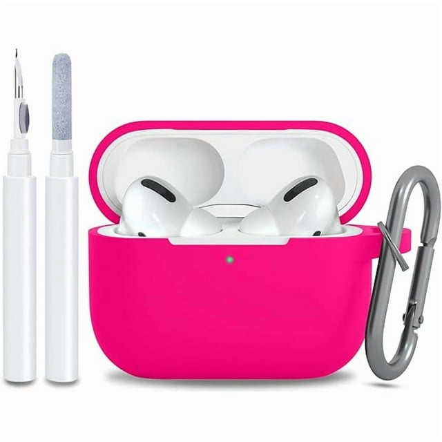 wonima11 for AirPods Pro 2nd 1st Generation Case Cover with Keychain, Protective Soft Silicone Skin Accessories for Apple AirPods Pro Charging Case 2022/2019, Front LED Visible, Hot Pink