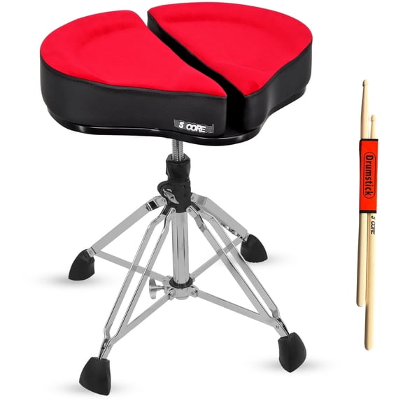 5 Core Drum Throne 5" Padded Split Spine Support 4 Legged 441Lb Capacity Drummer Stool