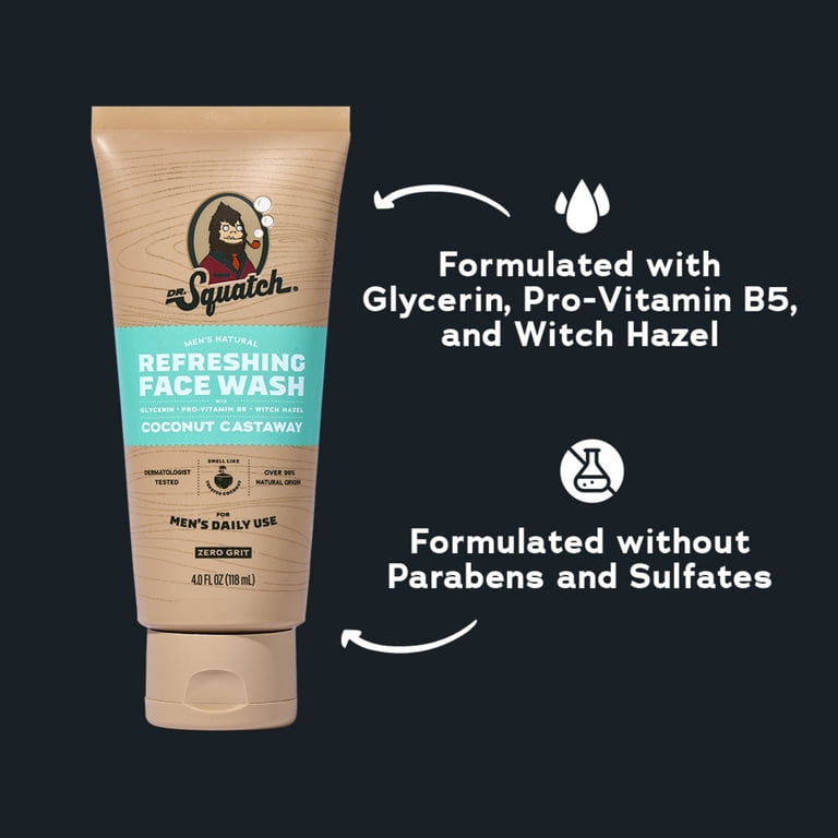 Dr. Squatch Mens Natural Exfoliating Face Wash, Paraben & Sulfate