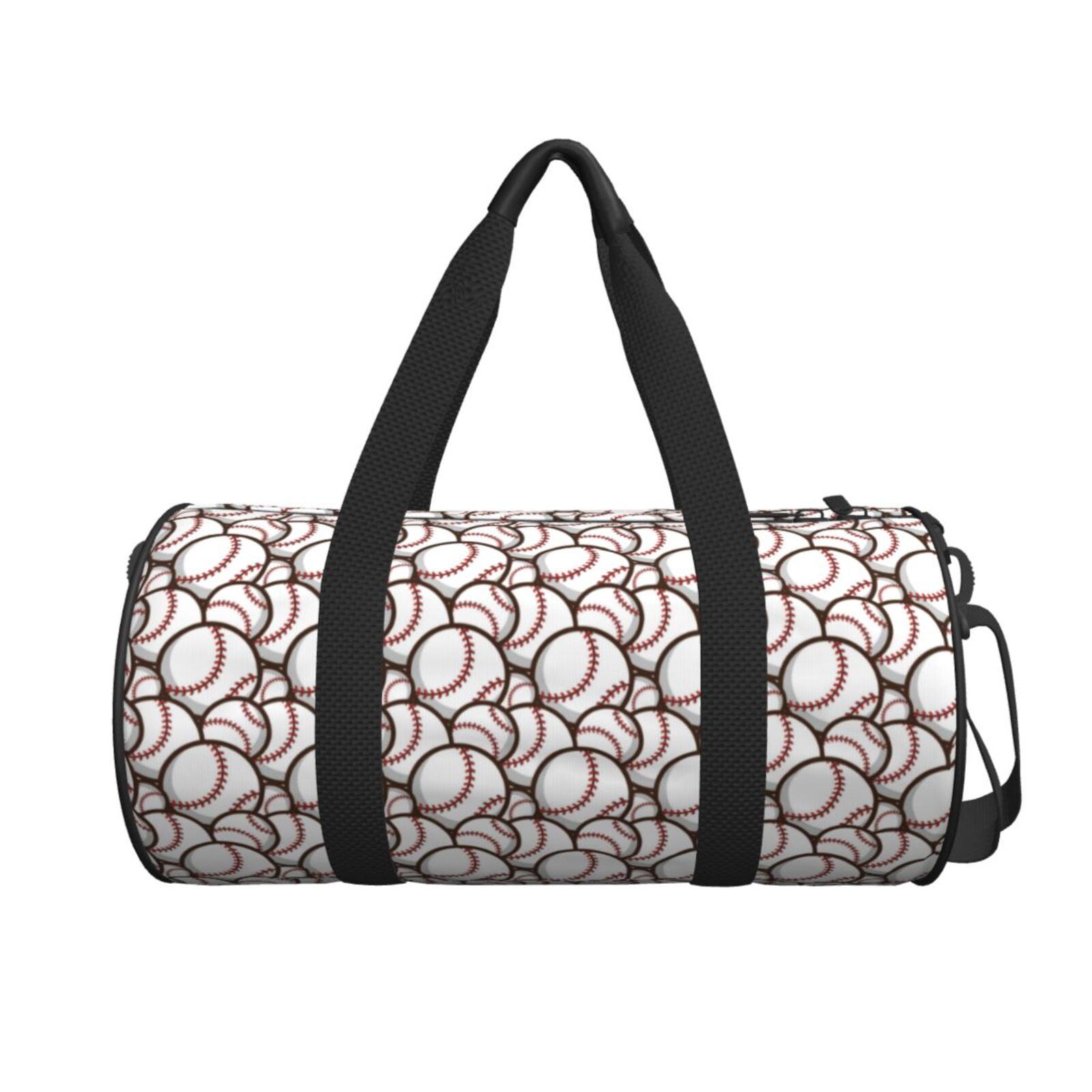 Horeoi Cute Baseball Print Foldable Travel Duffle Bag with Removable Strap - Water-Resistant Gym Vacation Luggage Multi-Pocket Design