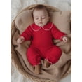 thumbnail image 4 of BemeyourBBs Baby Girls Jumpsuit Romper Newborn Coming Home Outfit Long Sleeve Doll Collar Frills Romper Fall Winter Spring Baby Essentials Clthes, 4 of 9
