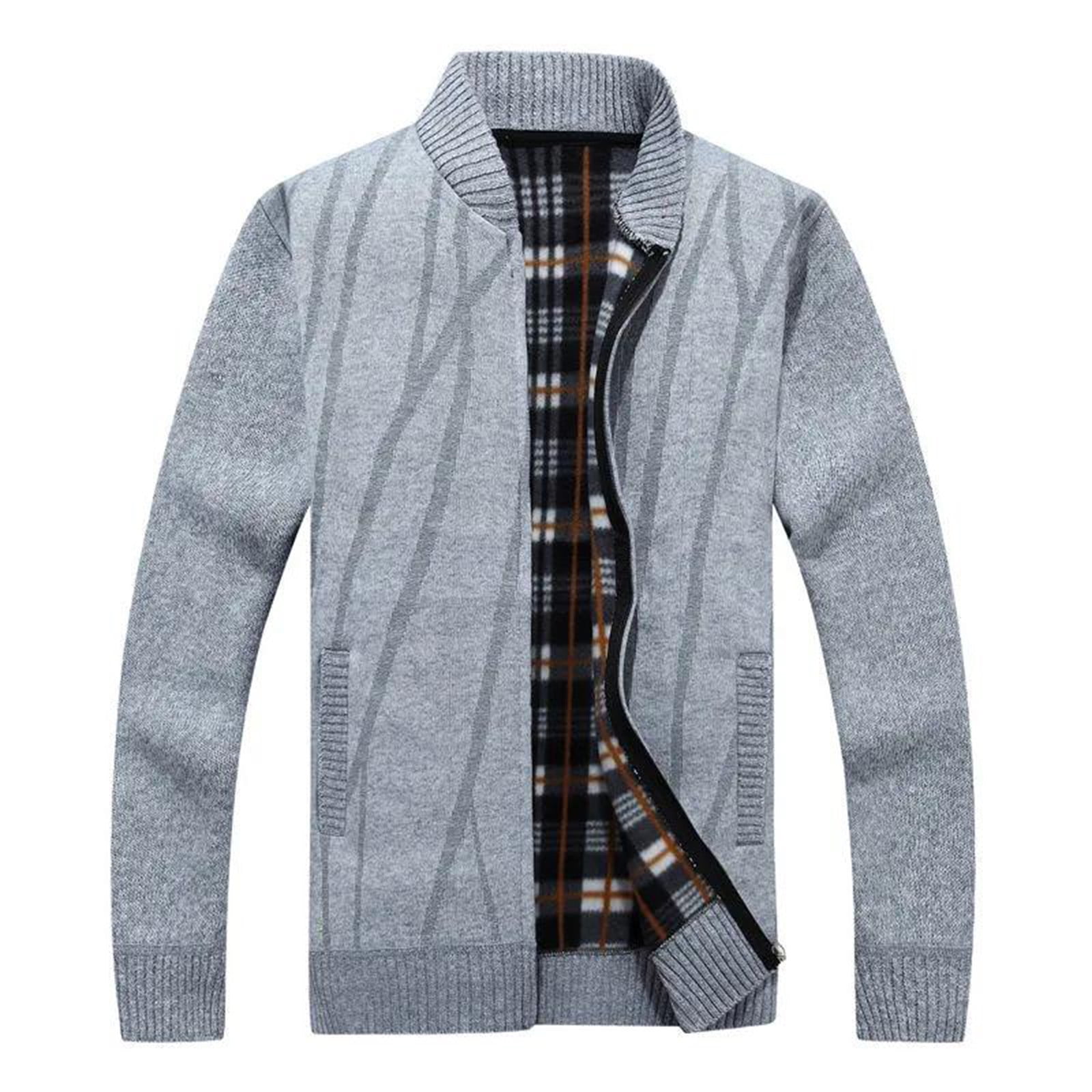 Bospose Mens Jacket Classic Solid Knit 