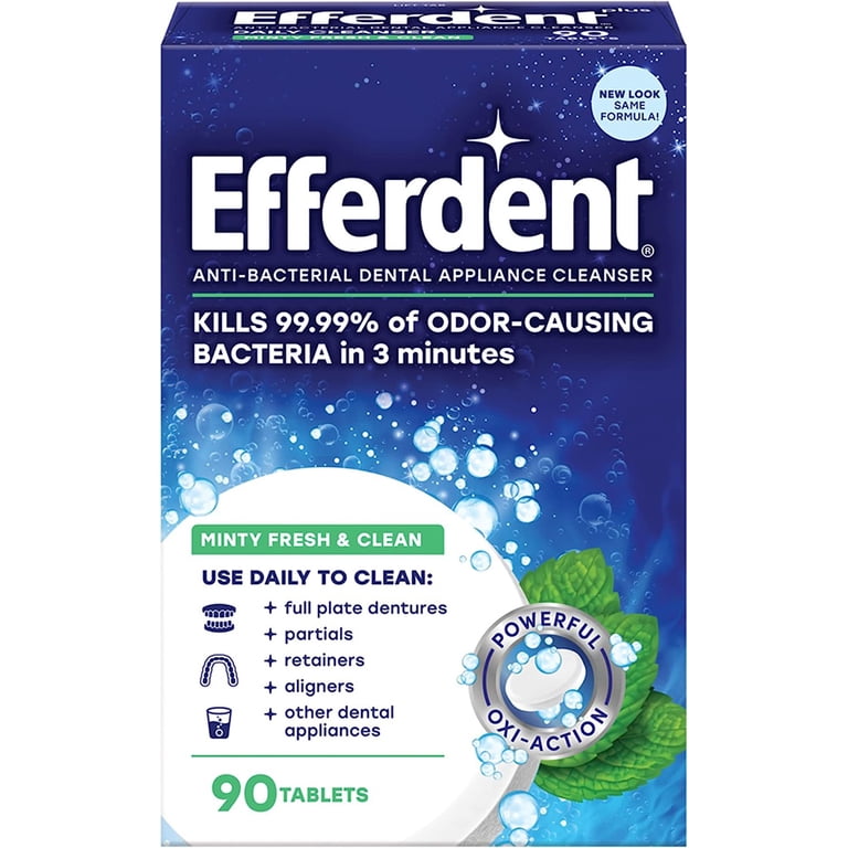 Efferdent Plus Mint Antibacterial Denture Cleanser Tablets, 90 Count photo 1