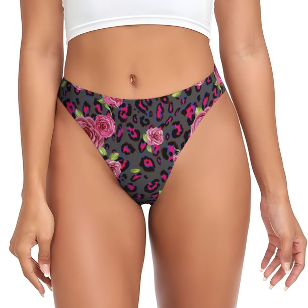 Balery Rose Mix Leopard 2 Tangas de Algodón para Mujer con Estampado – Ropa Interior Sexy, Transpirable, G-string-4X-Large