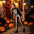 thumbnail image 5 of GiLiling Halloween 3D-Printed Girls Glow Skeleton Charactertume Kids Bone Jumpsuit Kids Glow in the Dark Skeleton Charactertume Halloween Character Dress Up (Black, 7-8 Years), 5 of 9