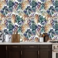 thumbnail image 2 of Peel and Stick Wallpaper Tropical Monstera Palm Leaves Abstract Botanical Teal Wall Mural 17.7in x 9.8ft Self Adhesive Removable Wall Paper Renter Friendly Wallpaper for Nursery Bedroom Cabinets, 2 of 8