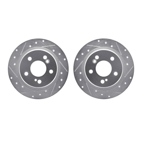 Dynamic Friction Company Rear Brake Rotors-Drilled and Slotted-Silver 7002-63089