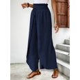 thumbnail image 4 of Womens High Side Split Wide Leg Long Pants Dark Blue XL, 4 of 8