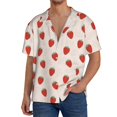 thumbnail image 1 of Fotbe Hand Drawn Strawberry Camisa Estampada de Manga Corta para Hombre, Casual de Verano, Estilo Playero, Sin Arrugas-X-Large, 1 of 5