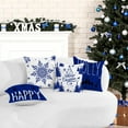 thumbnail image 2 of Christmas Pillow Covers 20x20 Set of 4 Farmhouse Christmas Decorations Happy Holidays Holly Jolly Snowflake Merry Christmas Decor Pillow Cover Cushion Case for Couch Sofa(Blue), 2 of 6