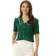 thumbnail image 1 of Blusa De Chifón Con Botones De Manga Corta Y Cuello Peter Pan Para Mujer Verde Oscuro S, 1 of 5