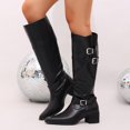 thumbnail image 2 of Women Mid-Calf Boots with Fashionable Buckle for Autumn Versatile Party Evening Wear, 2 of 9