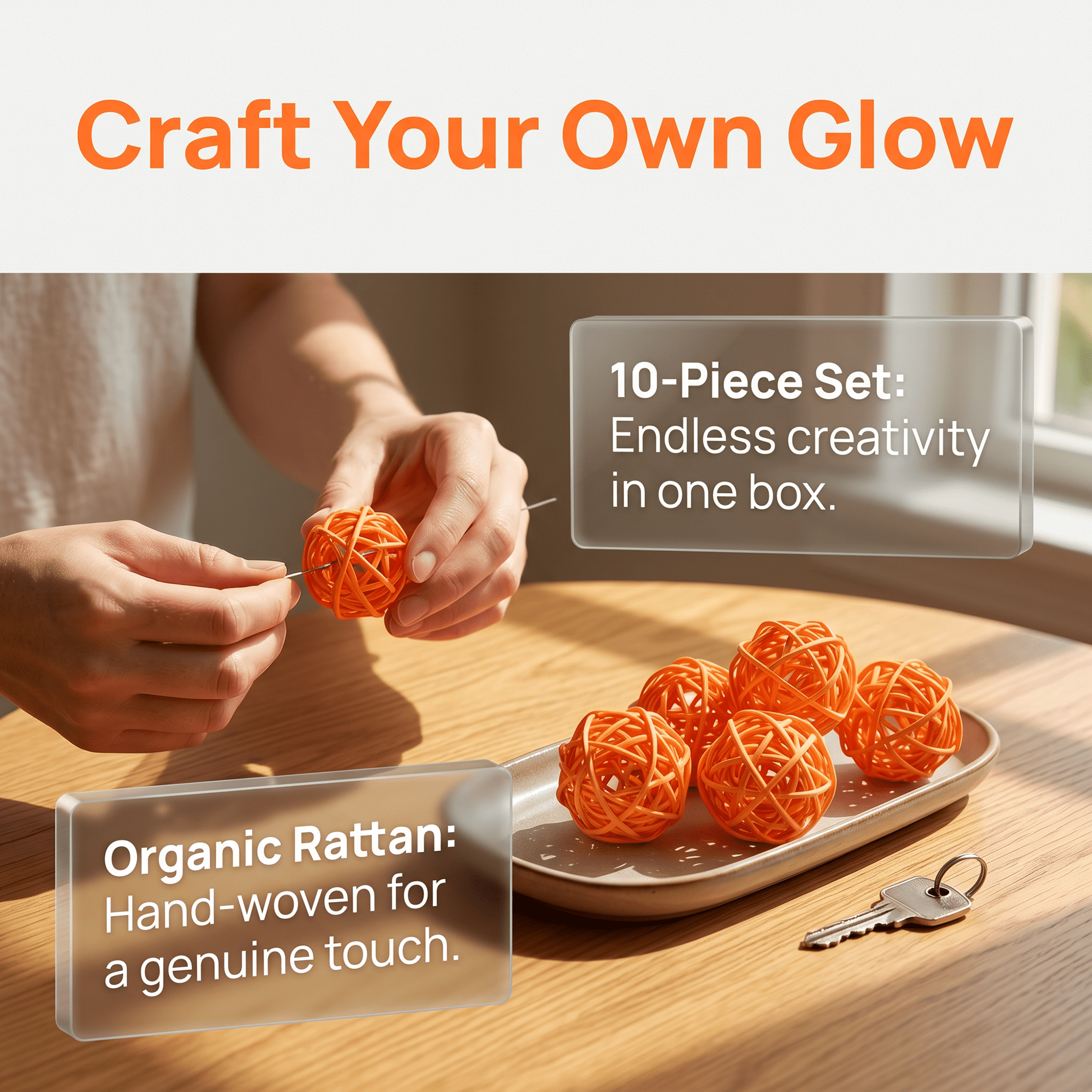 Unique Bargains 10Pcs Rattan Balls for Lights Wicker Spheres Orbs Orange 2"x2"x2"