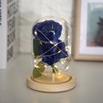 thumbnail image 4 of Lámpara de noche con cúpula de cristal de rosa artificial de alambre de cobre LED, decoración del hogar, regalo de cumpleaños (azul), 4 of 7