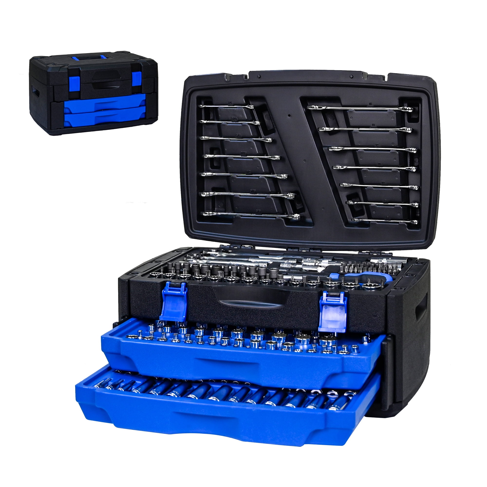 HART 270-Piece Mechanics Tool Set in Kit Box, Chrome Finish