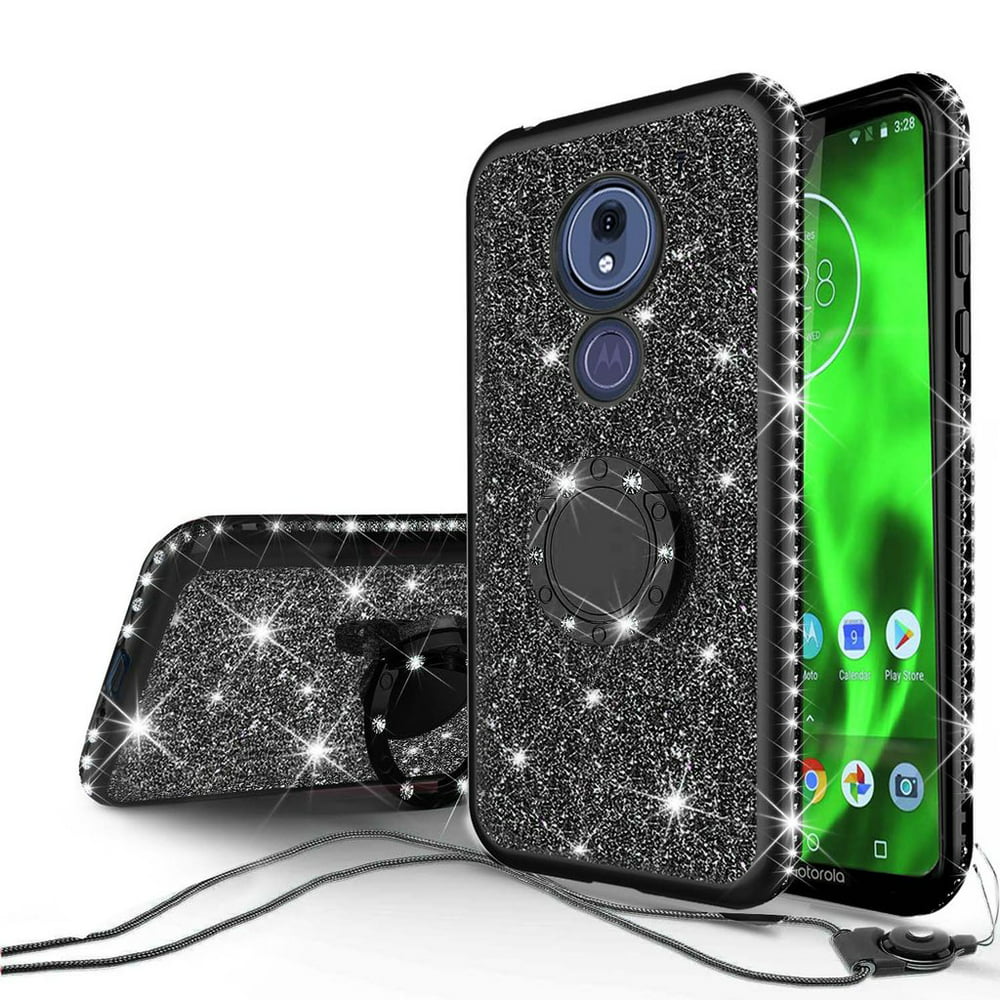 Cute Ring Stand Glitter Phone Case Cover for Moto G7 Power
