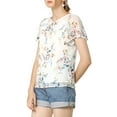 thumbnail image 5 of Allegra K Women's Floral Tie V Neck Flutter Sleeves Summer Blouse, 5 of 7