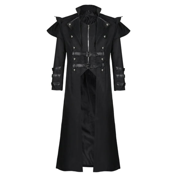 Men's Medieval Costumes Steampunk Long Trench Coat Gothic Victorian Vintage Tailcoat Jacket Halloween Costumes