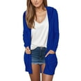 thumbnail image 2 of Solid Color Pocket Casual Long Sleeve Top Hooded Cardigan Jacket, Blue M, Size S-2XL, 2 of 7