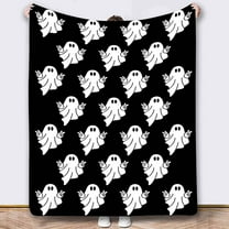 Spooky Blanket Halloween Throw Blankets Gift for Your, Ghost Blanket Plush Soft Fleece Flannel for Lap Chair Halloween Decor 100*130"