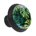 thumbnail image 2 of Green Tropical Leaves Pattern 35MM Round Glass Cabinet Knobs, Kitchen Knobs for Drawer Dresser Cupboard Wardrobe Modern Pulls Handles Hardware, Set of 12, 2 of 6