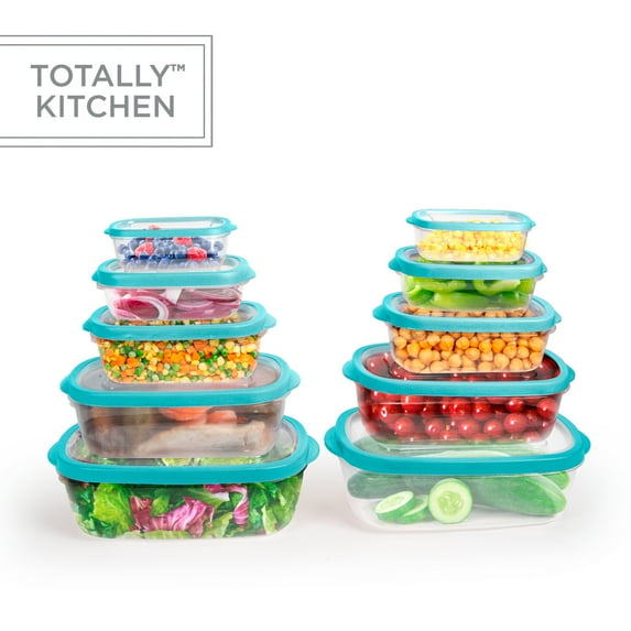 Totally Kitchen Rectangle Food Containers, Teal, 20 Pcs