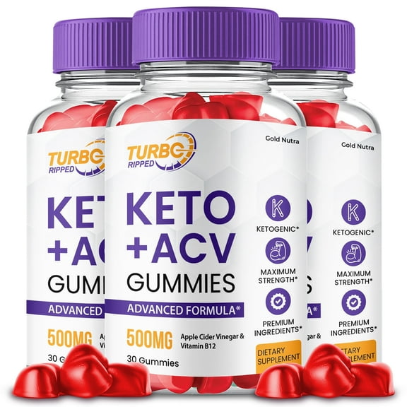 (3 Pack) Turbo Ripped Keto ACV Gummies, Turbo Ripped Keto   ACV Gummies, Max Strength Supplement for Men and Women