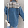 thumbnail image 2 of SHAR Women's denim jacket, long sleeve plaid button down shirt jacket, 2 of 5