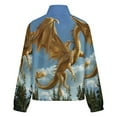 thumbnail image 6 of Jackets for Women Winter Coat Jackets Flannel Stand Collar Jacket(Golden Dragon in Flight,Size:S-4XL), 6 of 7