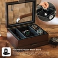 thumbnail image 4 of 8 Slot Watch Box Case Organizer for Men, Cherry Wood Walnut Finish, Watch Display Case, Modular Valet Tray, Apple Watch Compatible, Accessory Drawer, Pillow Stands by Case Elegance, 4 of 7