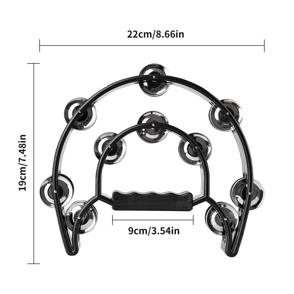 XIHAMA Double-row hand tambourine - 1 piece, half-moon shape, instrument for parties and KTV