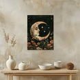 thumbnail image 4 of Dark Moody Crescent Moon Art Print Celestial Stars Floral Moon Poster Dark Cottagecore Wall Art Witchy Dark Academia Artwork Aesthetic for living room bedroom office Decor Unframed8x10inch, 4 of 14